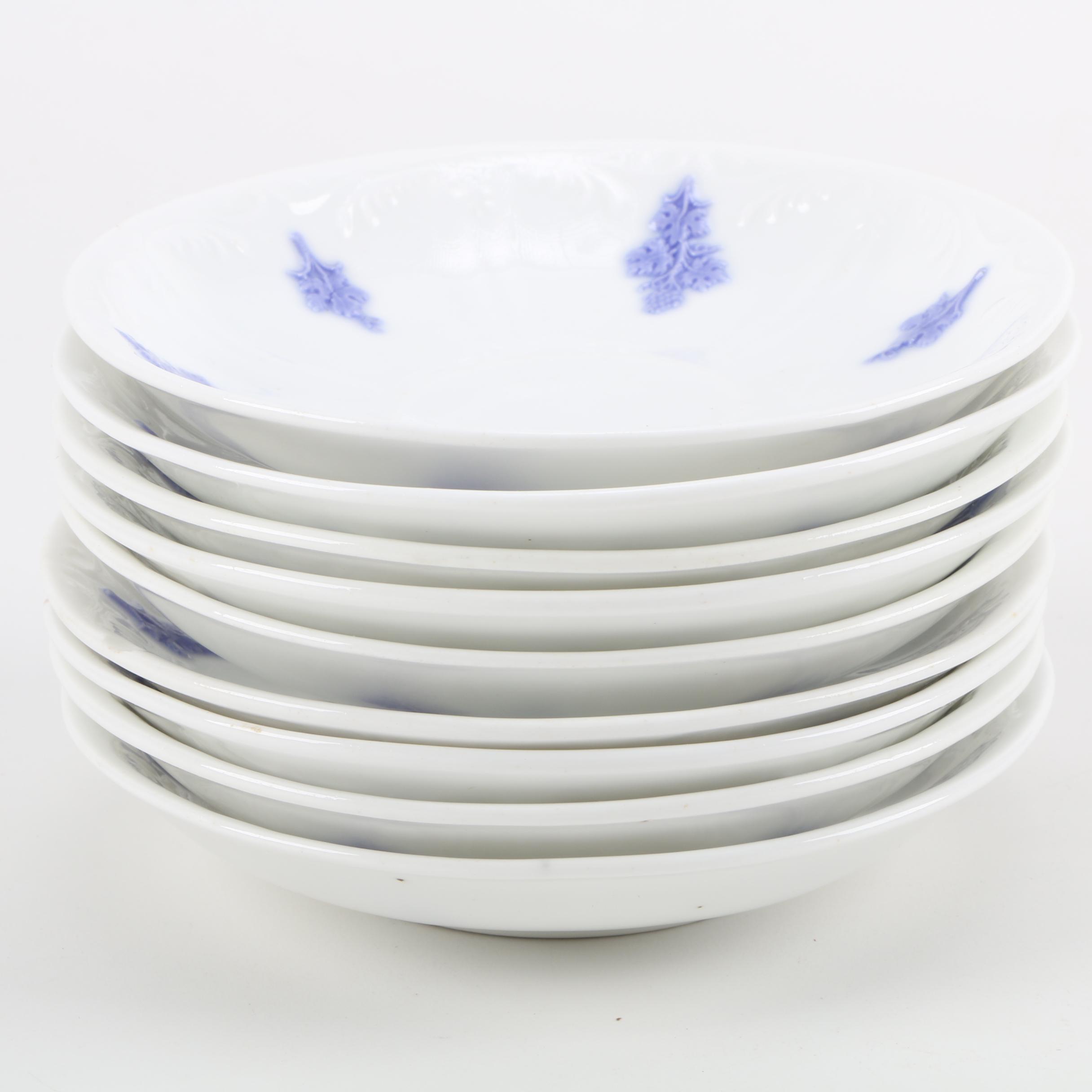 Antique White China with Violet Floral Relief Pattern