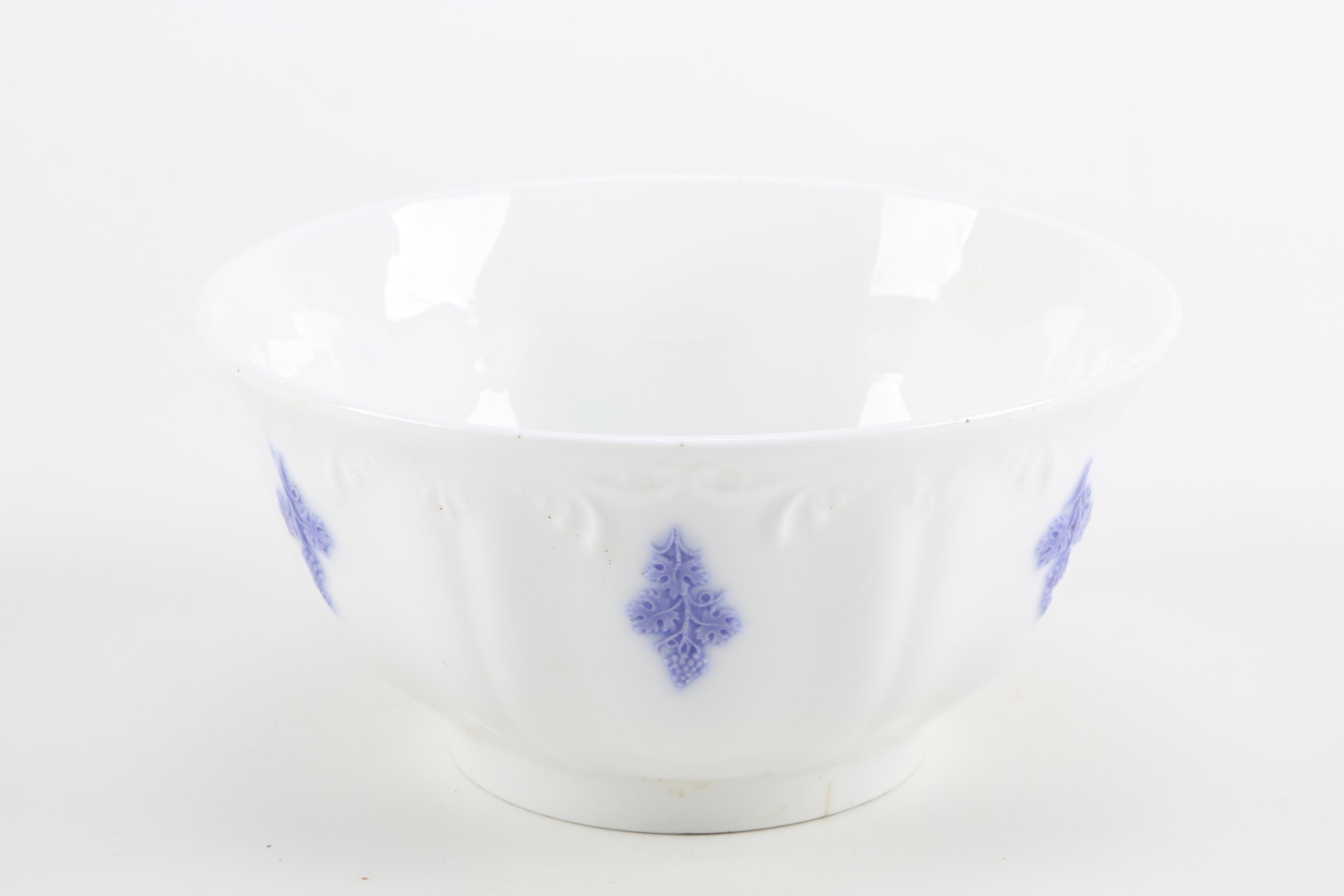 Antique White China with Violet Floral Relief Pattern