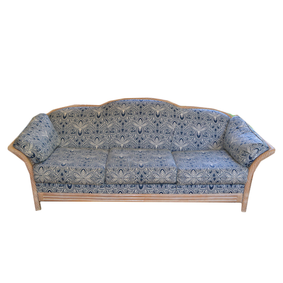 Faux Bamboo and Wicker Camel Back Sofa