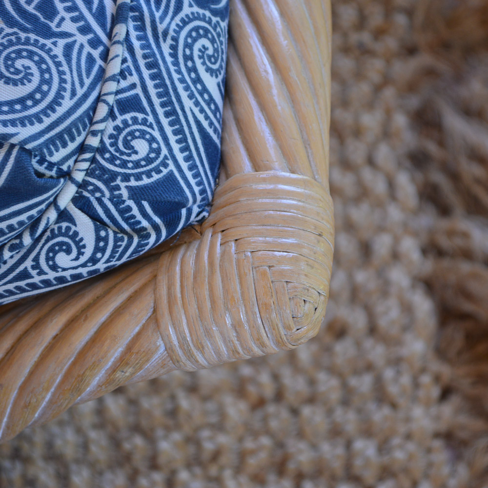 Faux Bamboo and Wicker Camel Back Sofa