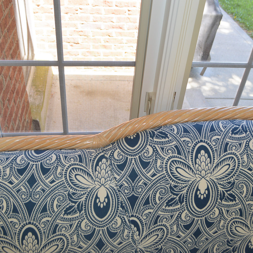 Faux Bamboo and Wicker Camel Back Sofa