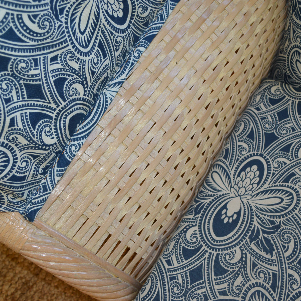 Faux Bamboo and Wicker Camel Back Sofa