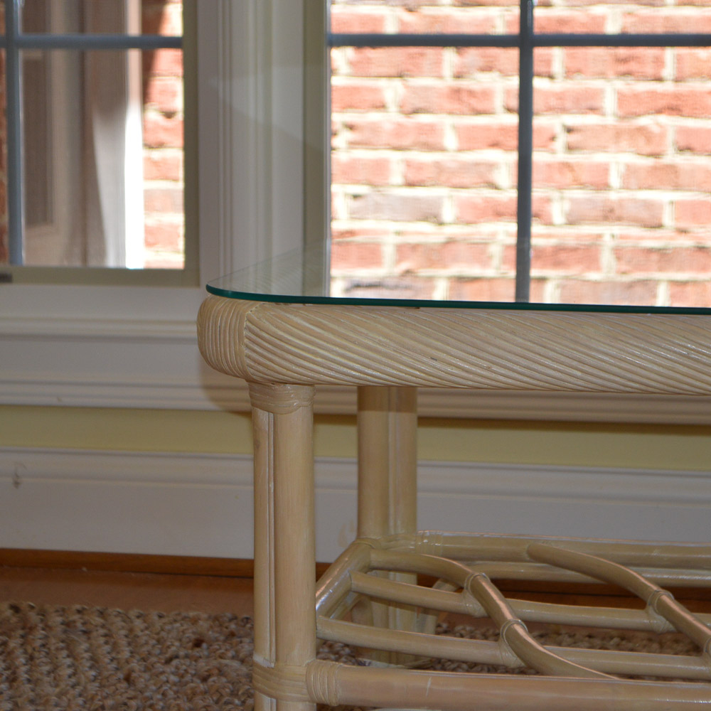 Glass Top Wicker Coffee Table