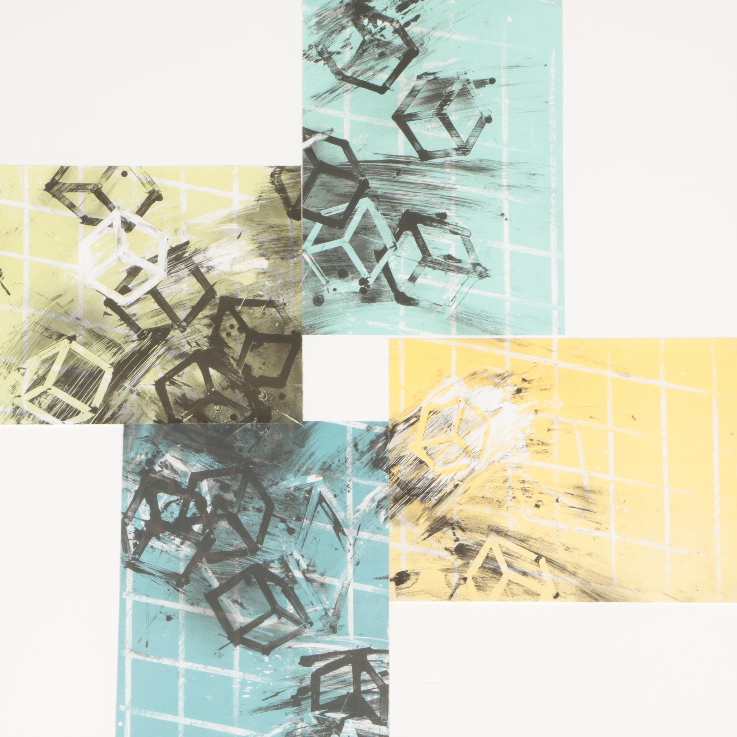 Mel Bochner Abstract Serigraph "Four Color Quartet"