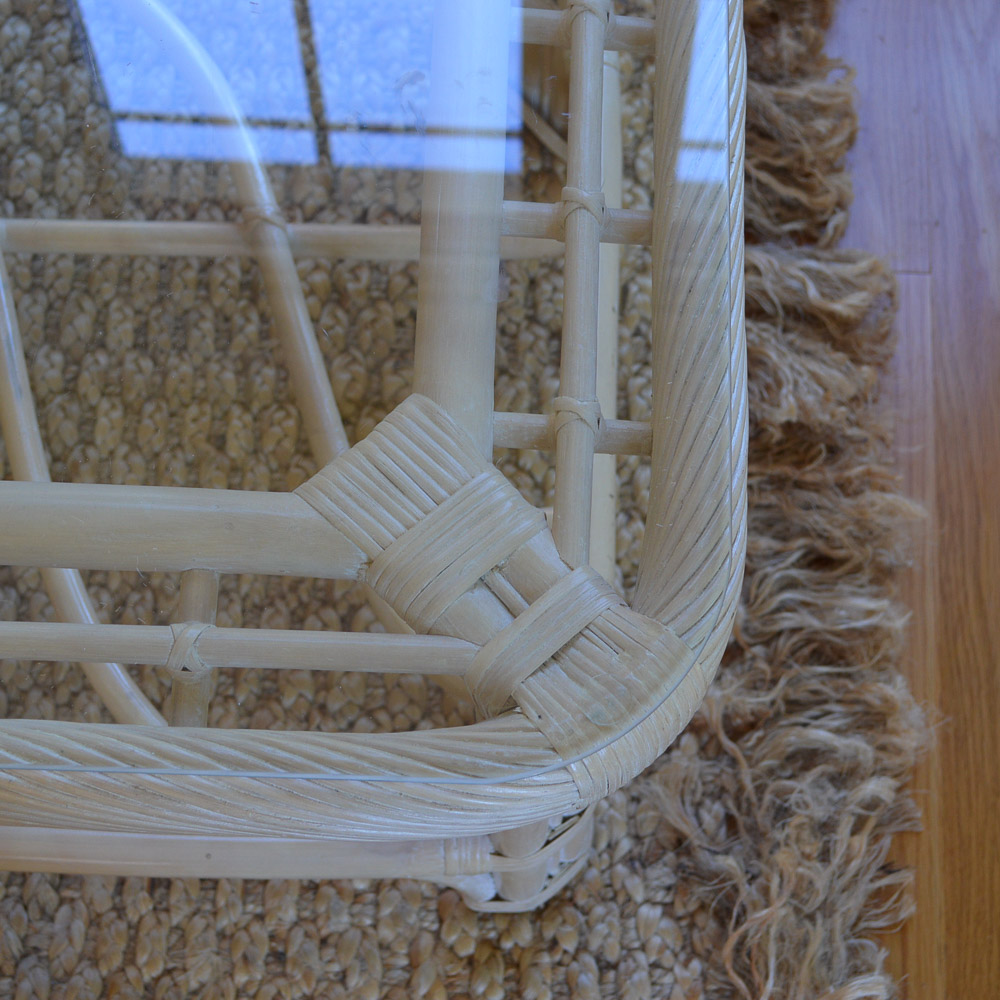 Glass Top Wicker Coffee Table