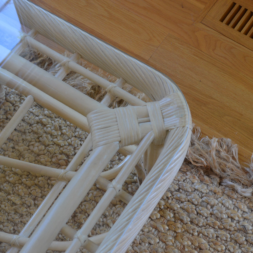 Glass Top Wicker Coffee Table