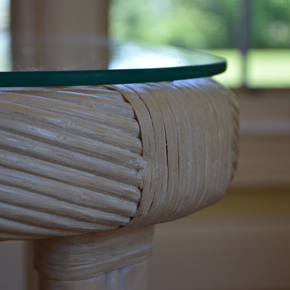Glass Top Wicker Coffee Table