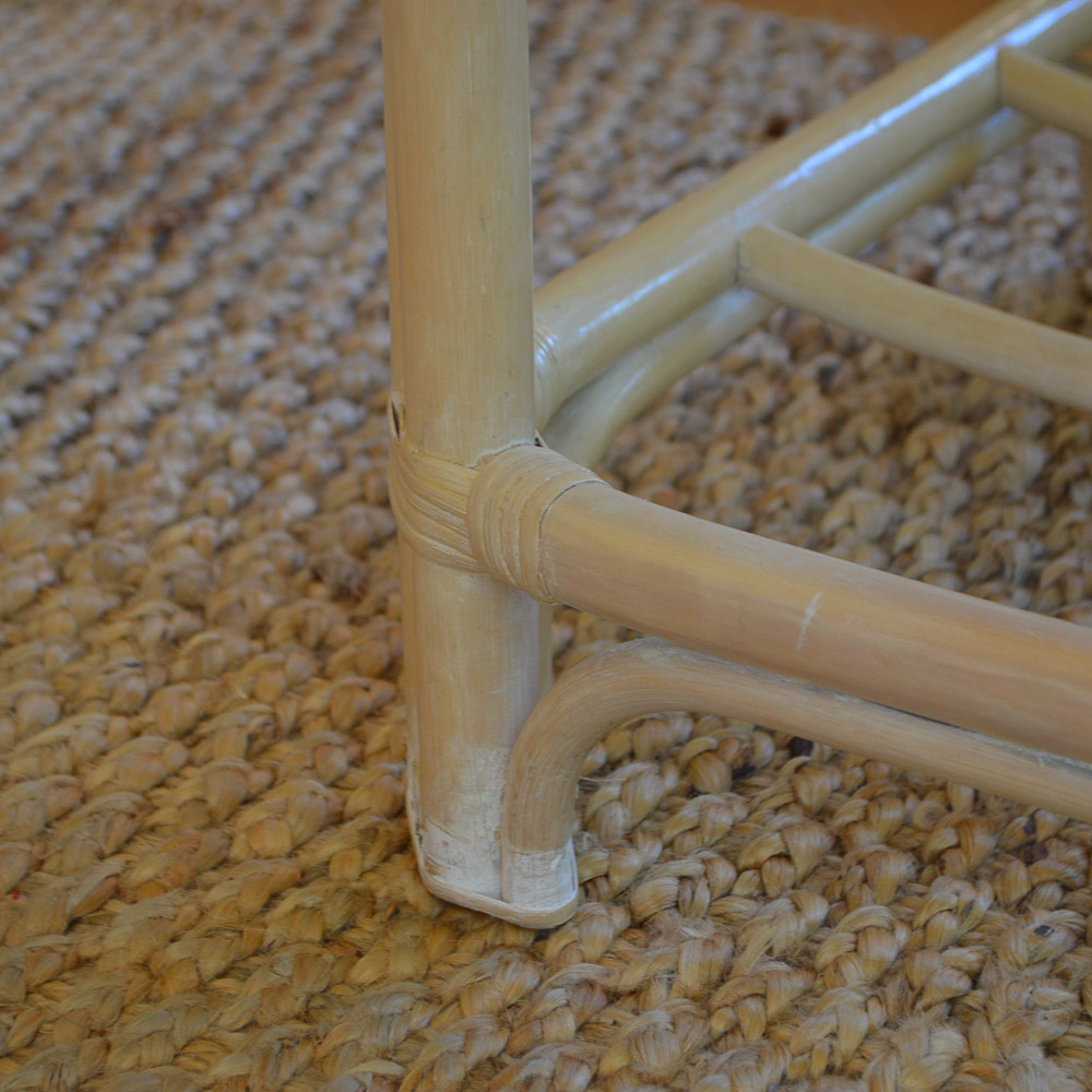 Glass Top Wicker Coffee Table