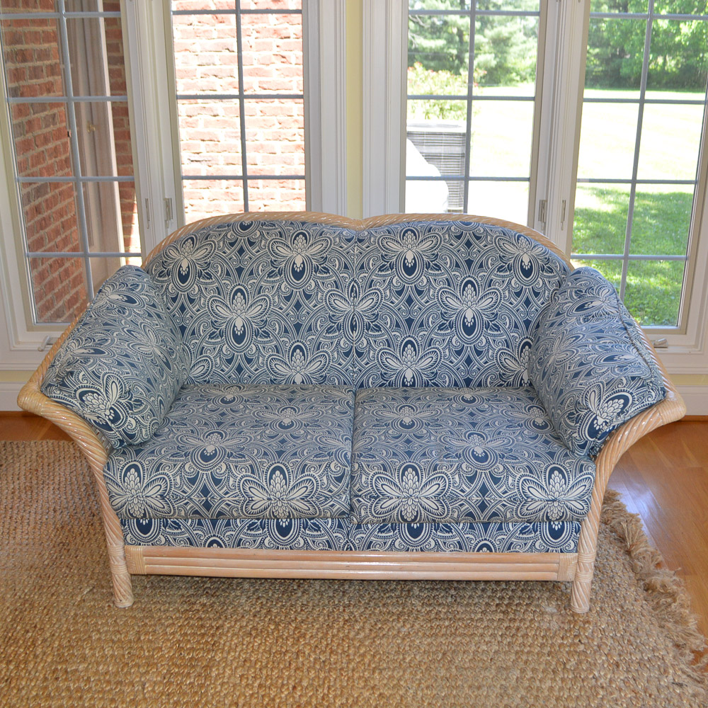 Faux Bamboo and Wicker Loveseat