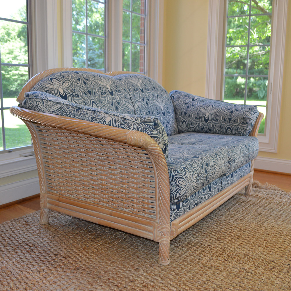 Faux Bamboo and Wicker Loveseat