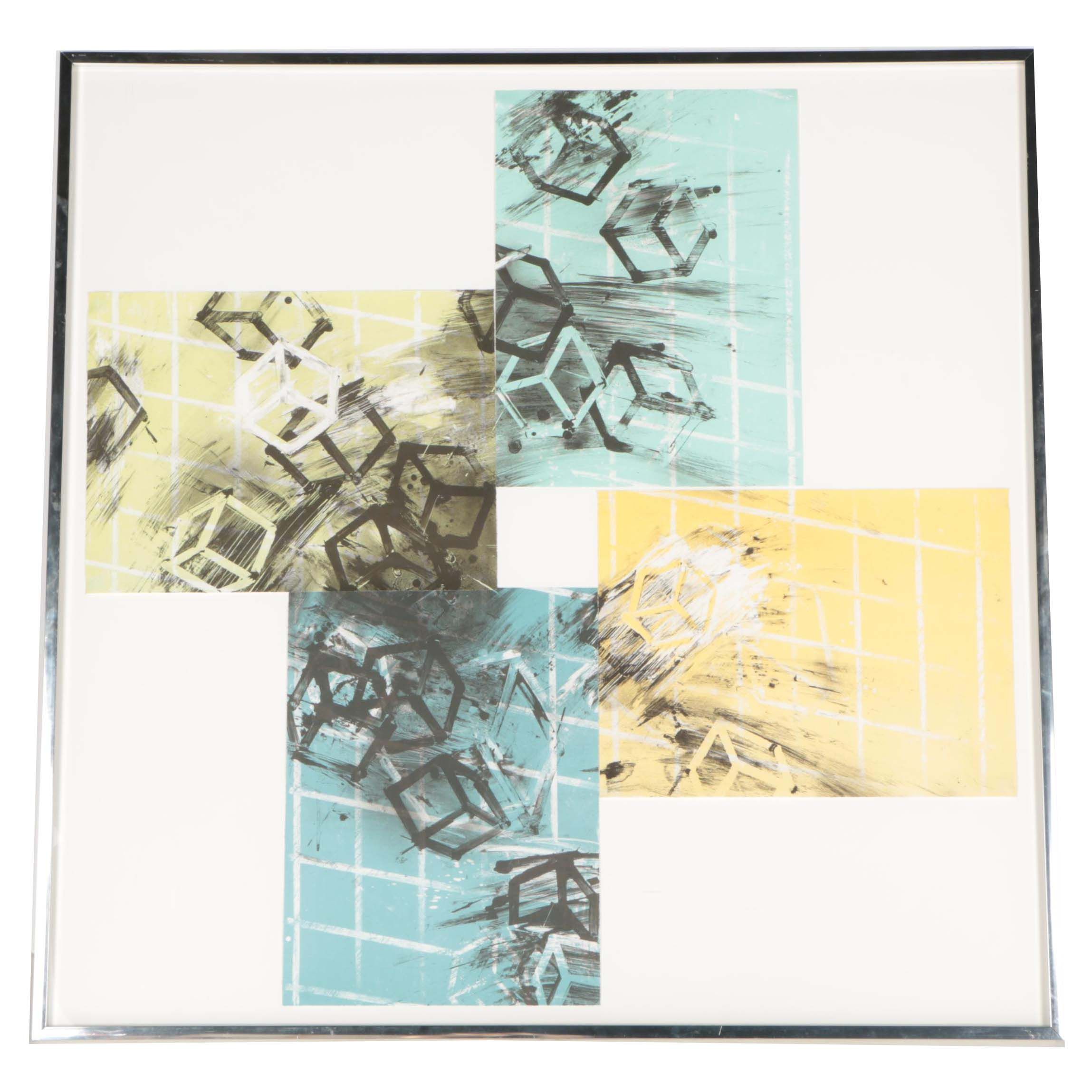 Mel Bochner Abstract Serigraph "Four Color Quartet"