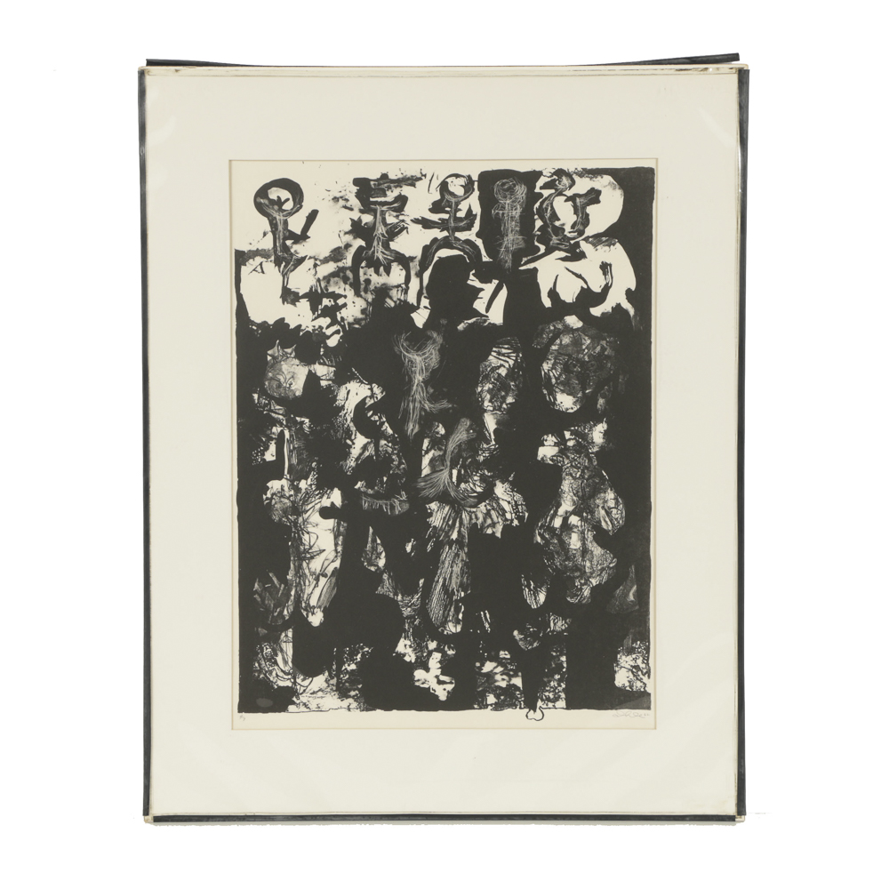 John Ihle Limited Edition Lithograph on Paper of Abstract Black and White Composition