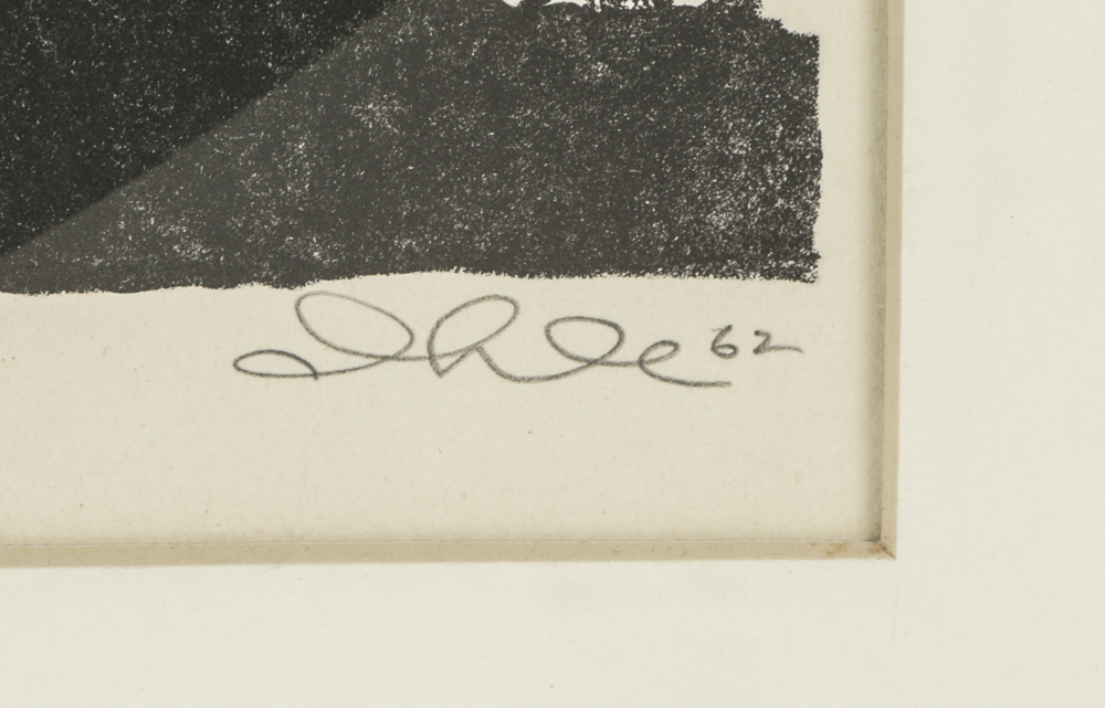 John Ihle Limited Edition Lithograph on Paper of Abstract Black and White Composition