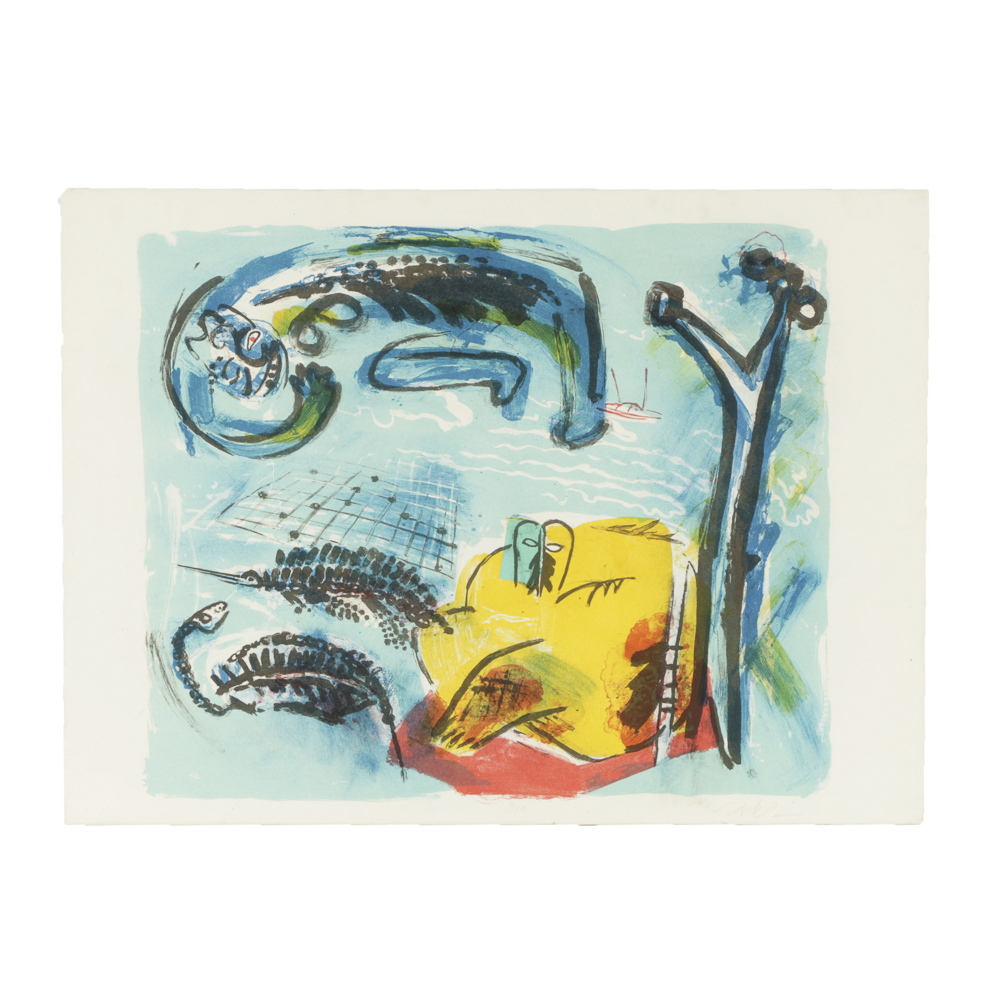 Limited Edition Lithograph on Paper of an Abstract Scene