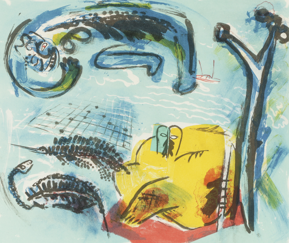 Limited Edition Lithograph on Paper of an Abstract Scene