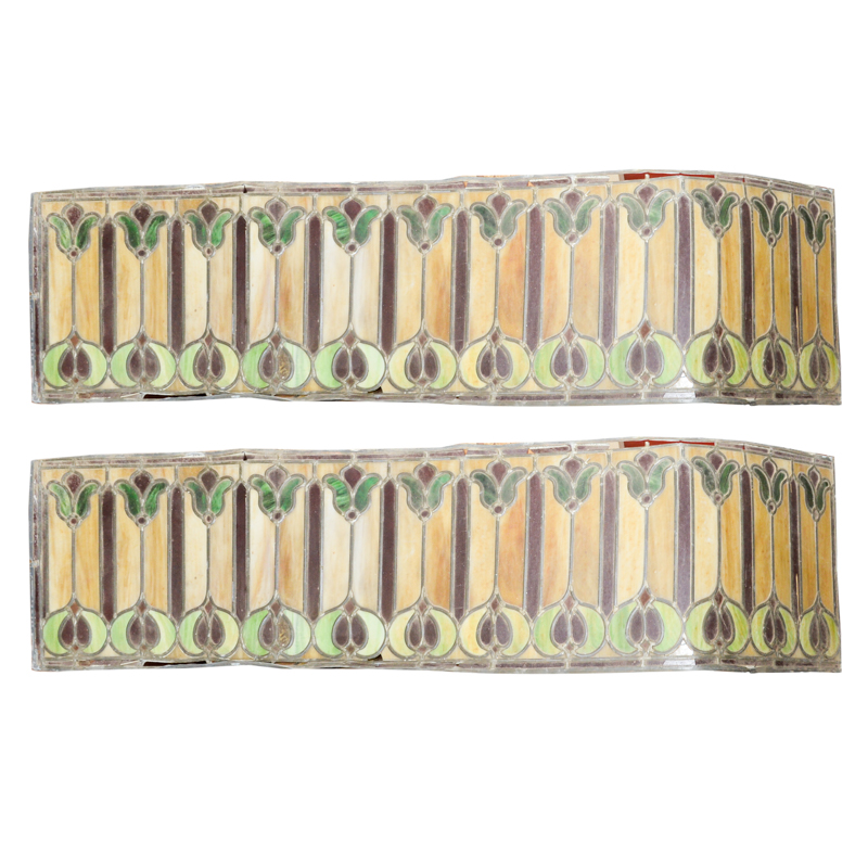 Pair of Unframed Tiffany Style Stained Glass Panels