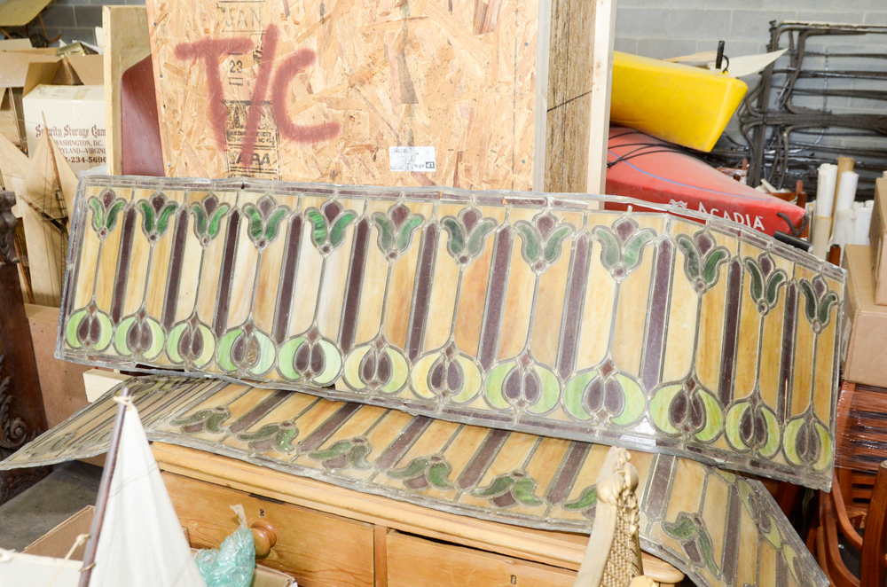 Pair of Unframed Tiffany Style Stained Glass Panels