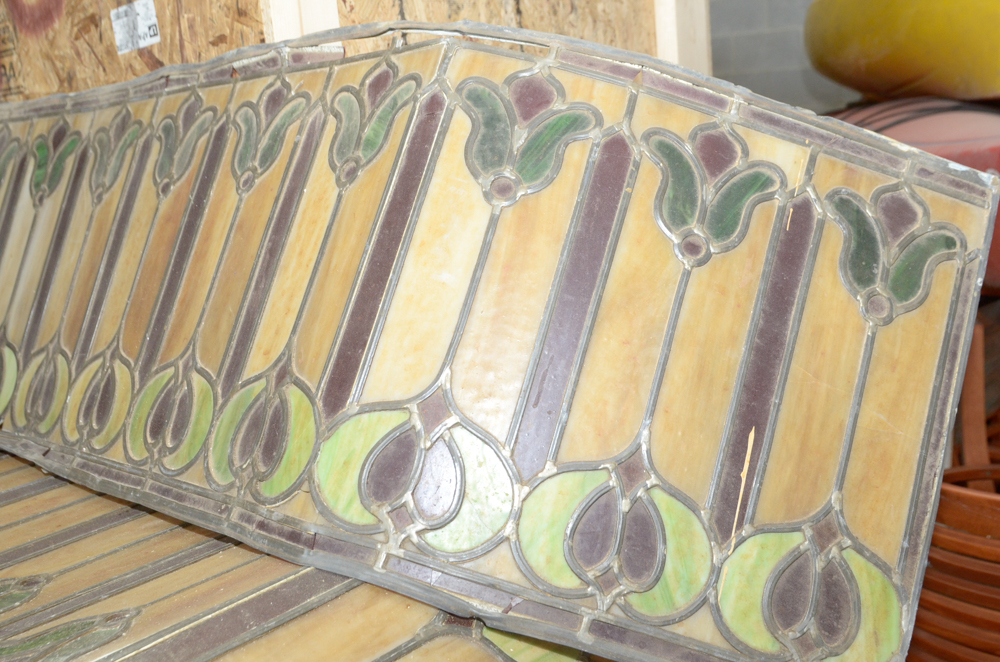 Pair of Unframed Tiffany Style Stained Glass Panels