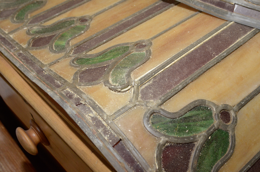 Pair of Unframed Tiffany Style Stained Glass Panels