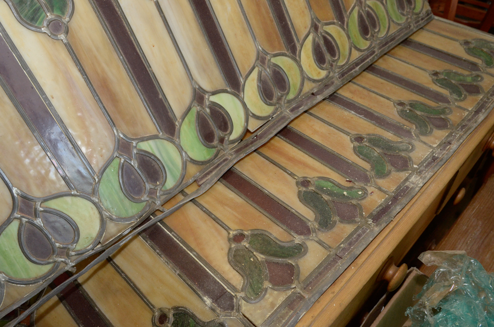 Pair of Unframed Tiffany Style Stained Glass Panels