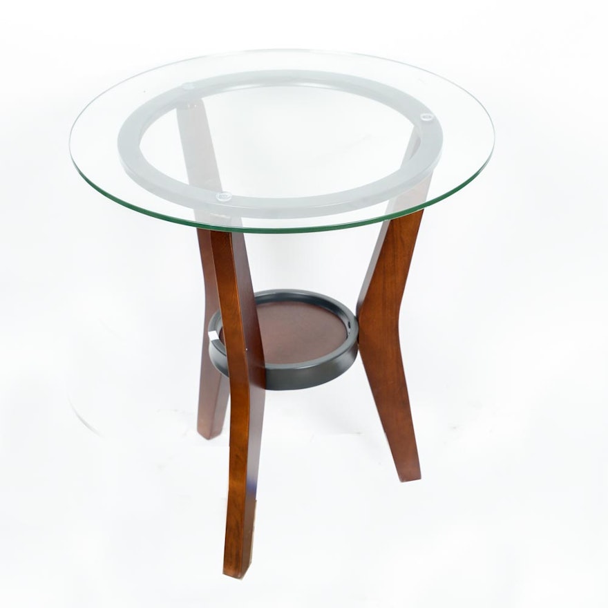 Round Glass Topped Side Table