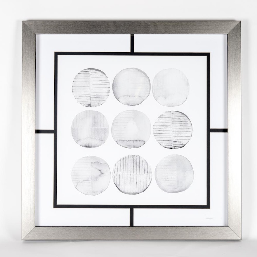 Modern Contemporary Framed Print Titled "Soft Circles II"