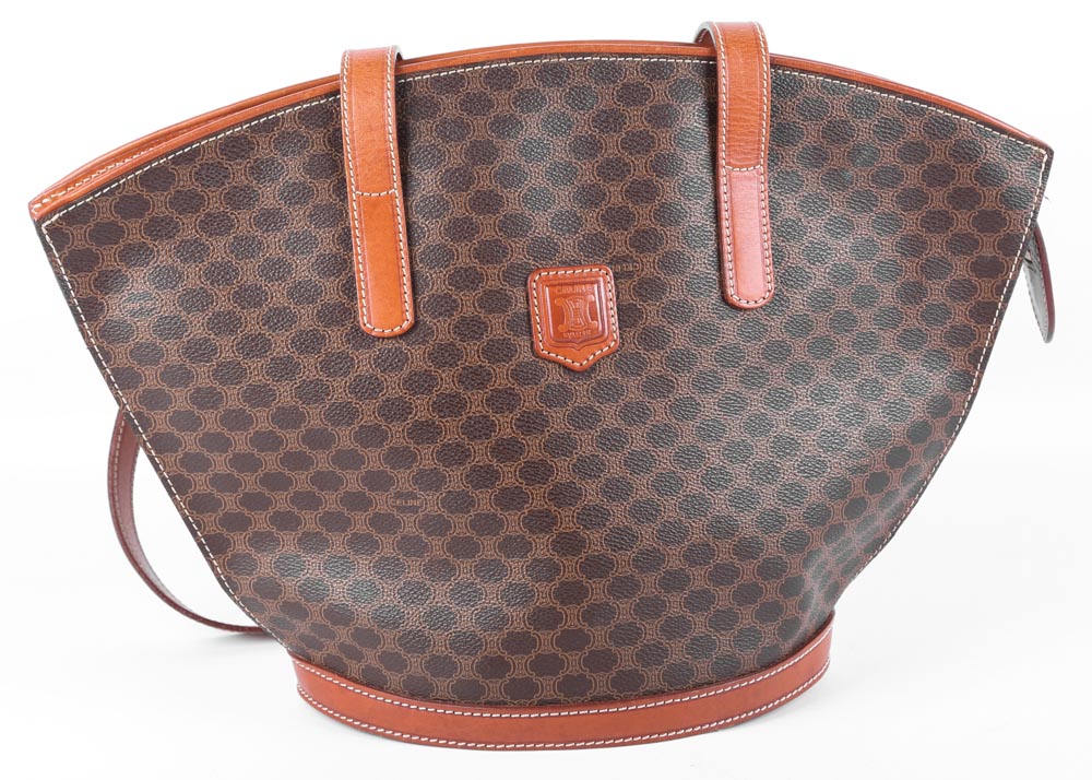 Celine Paris Signature Monogram Leather Handbag