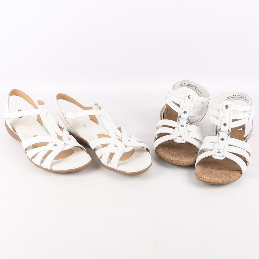 Women's White Leather Sandals