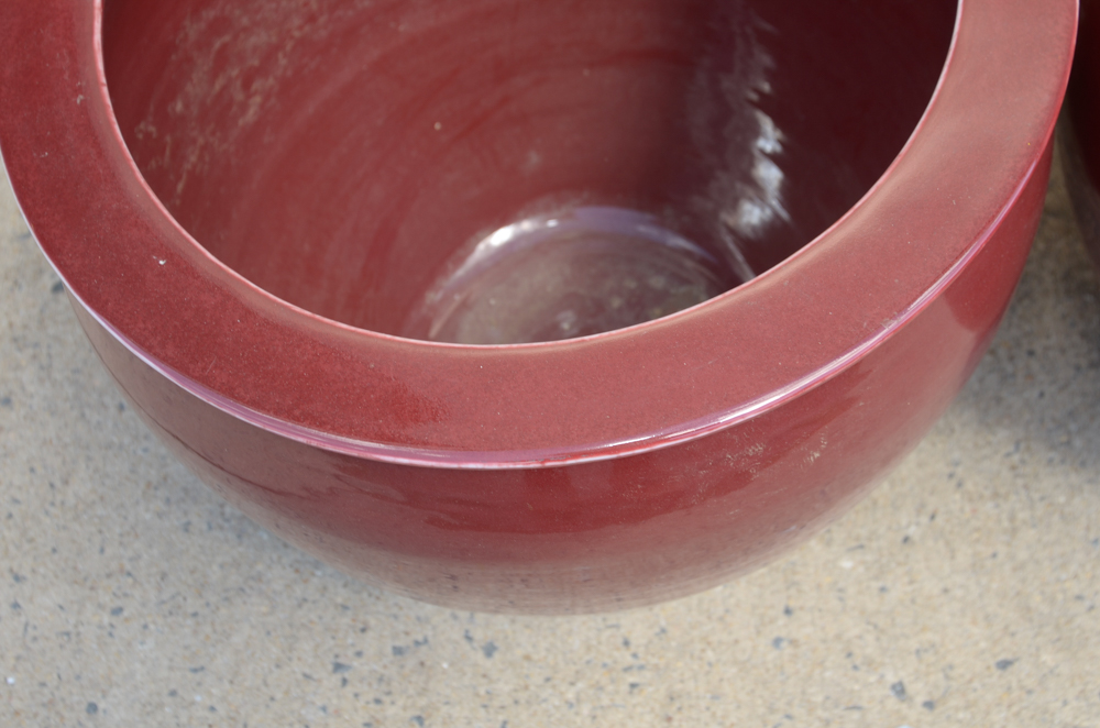 Pair of Red Ceramic Jardinières