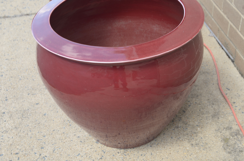 Pair of Red Ceramic Jardinières