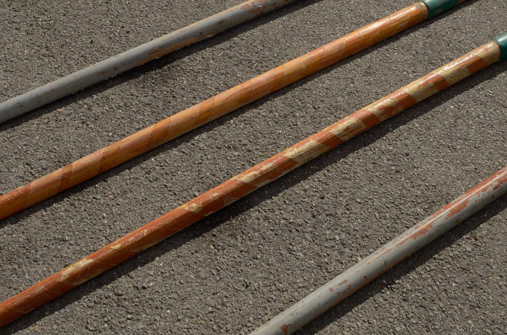Group of Rowing Oars with Blue Blades