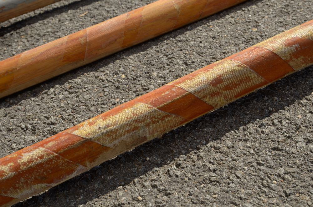 Group of Rowing Oars with Blue Blades