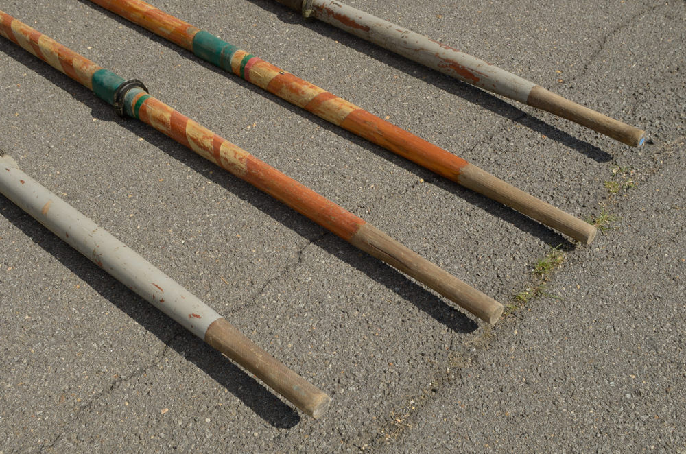 Group of Rowing Oars with Blue Blades