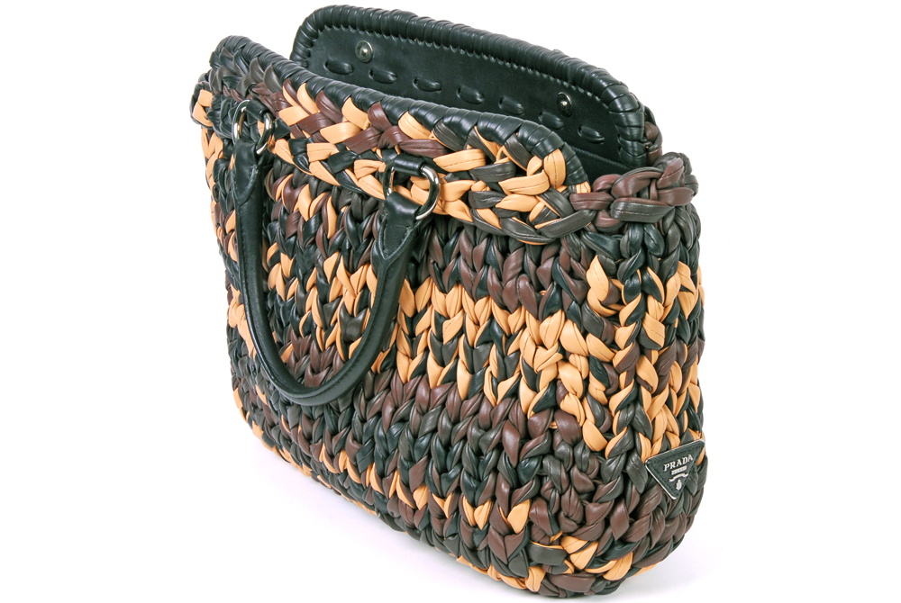 Prada Braided Leather Handbag with Wallet