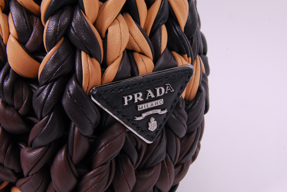 Prada Braided Leather Handbag with Wallet