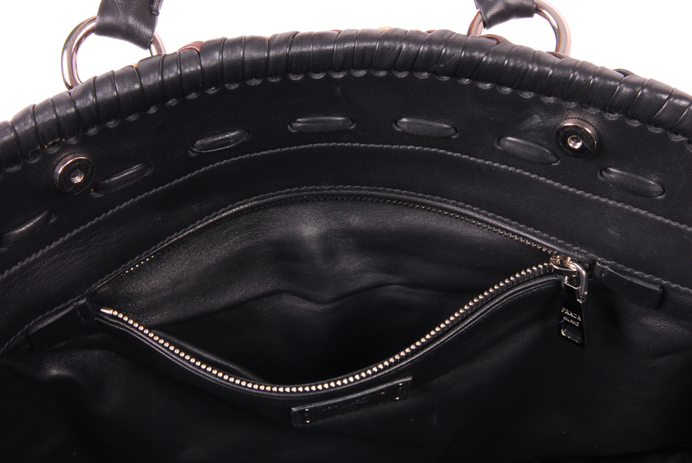 Prada Braided Leather Handbag with Wallet