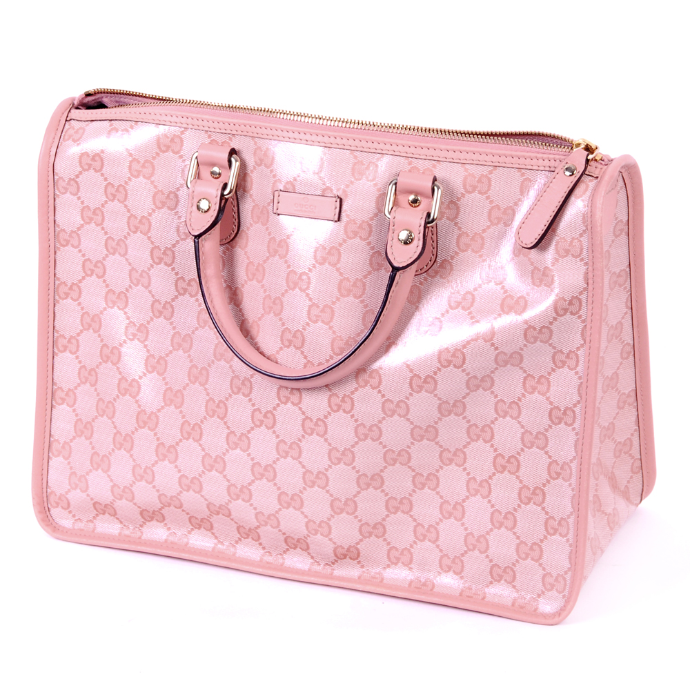 Gucci Pink GG Coated Canvas Top Handle Tote Bag