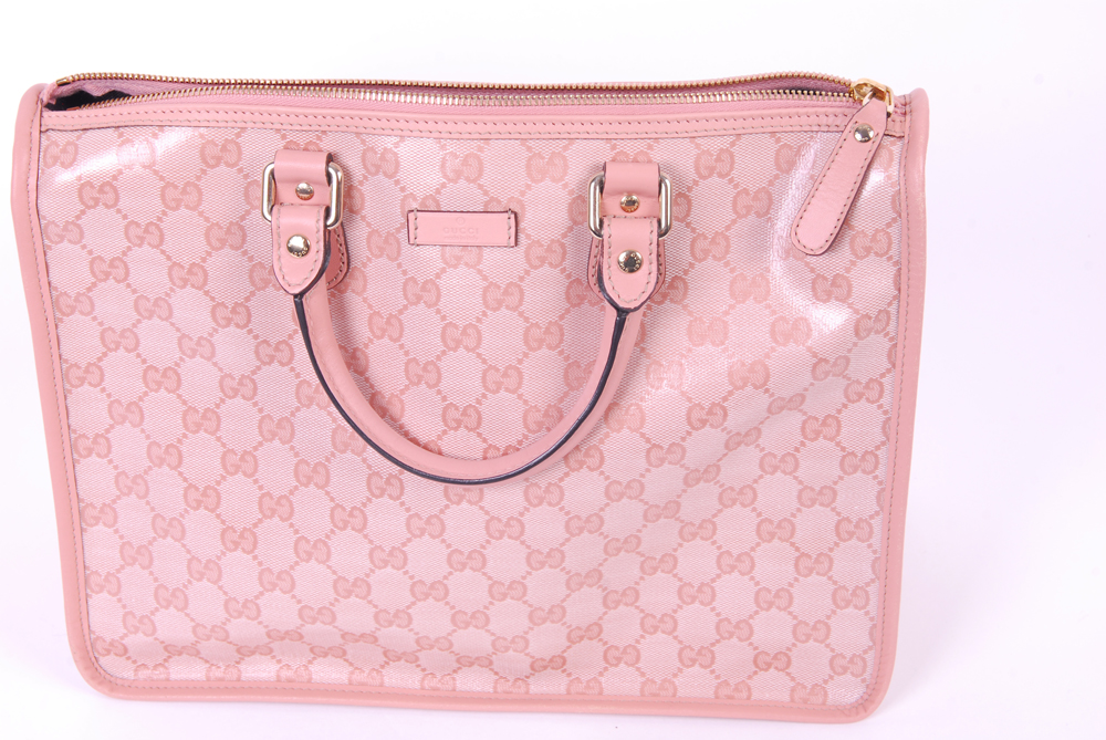 Gucci Pink GG Coated Canvas Top Handle Tote Bag