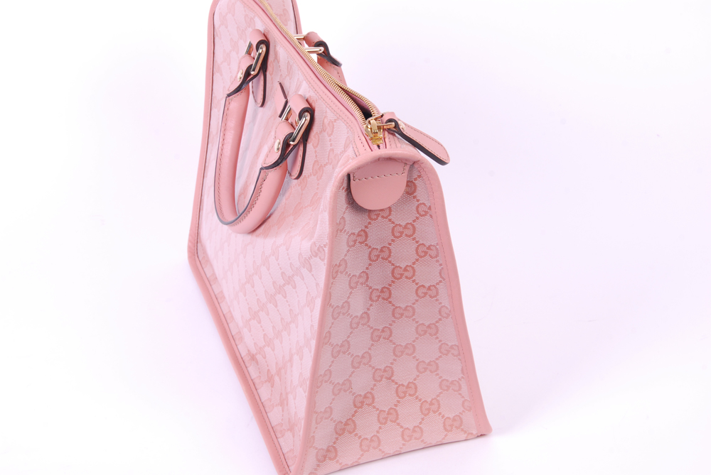 Gucci Pink GG Coated Canvas Top Handle Tote Bag