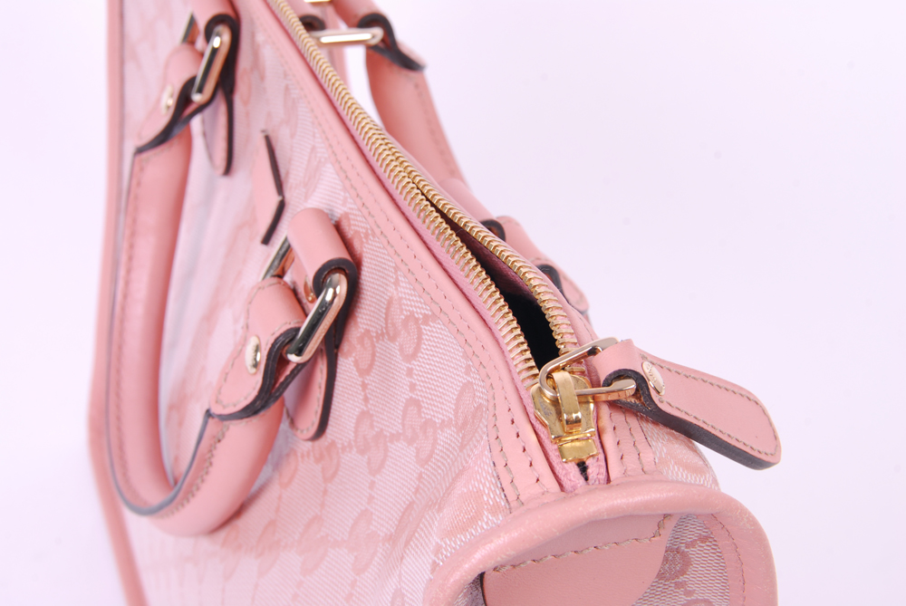 Gucci Pink GG Coated Canvas Top Handle Tote Bag