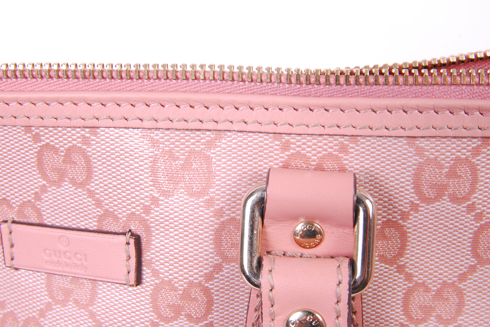 Gucci Pink GG Coated Canvas Top Handle Tote Bag