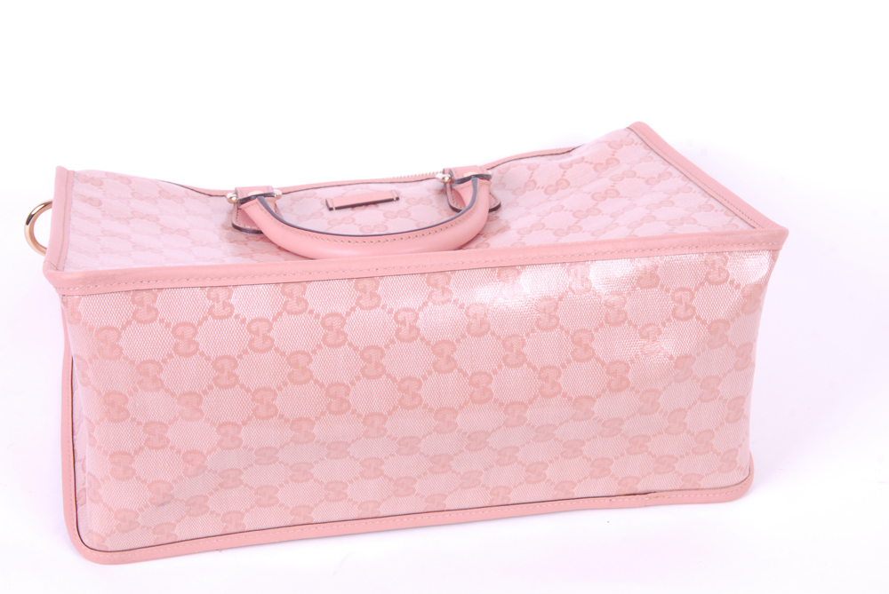 Gucci Pink GG Coated Canvas Top Handle Tote Bag
