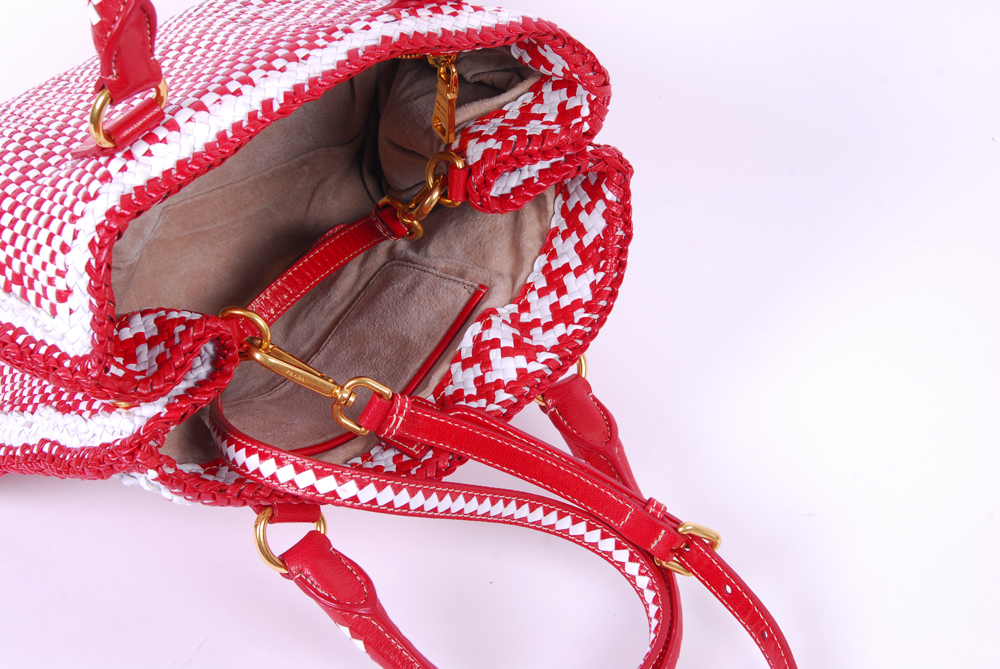 Prada Madras Woven Leather Bag