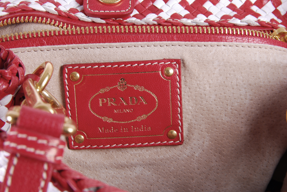 Prada Madras Woven Leather Bag