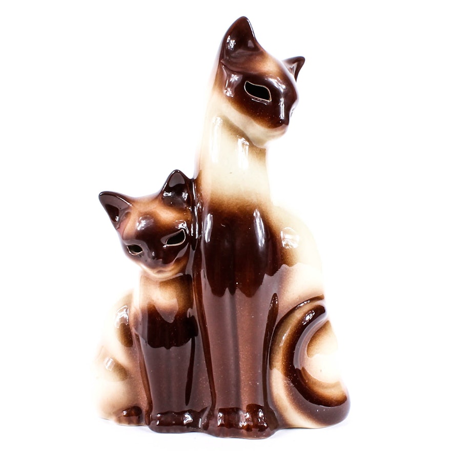 Mid Century Kron Siamese Cat Ceramic TV Lamp