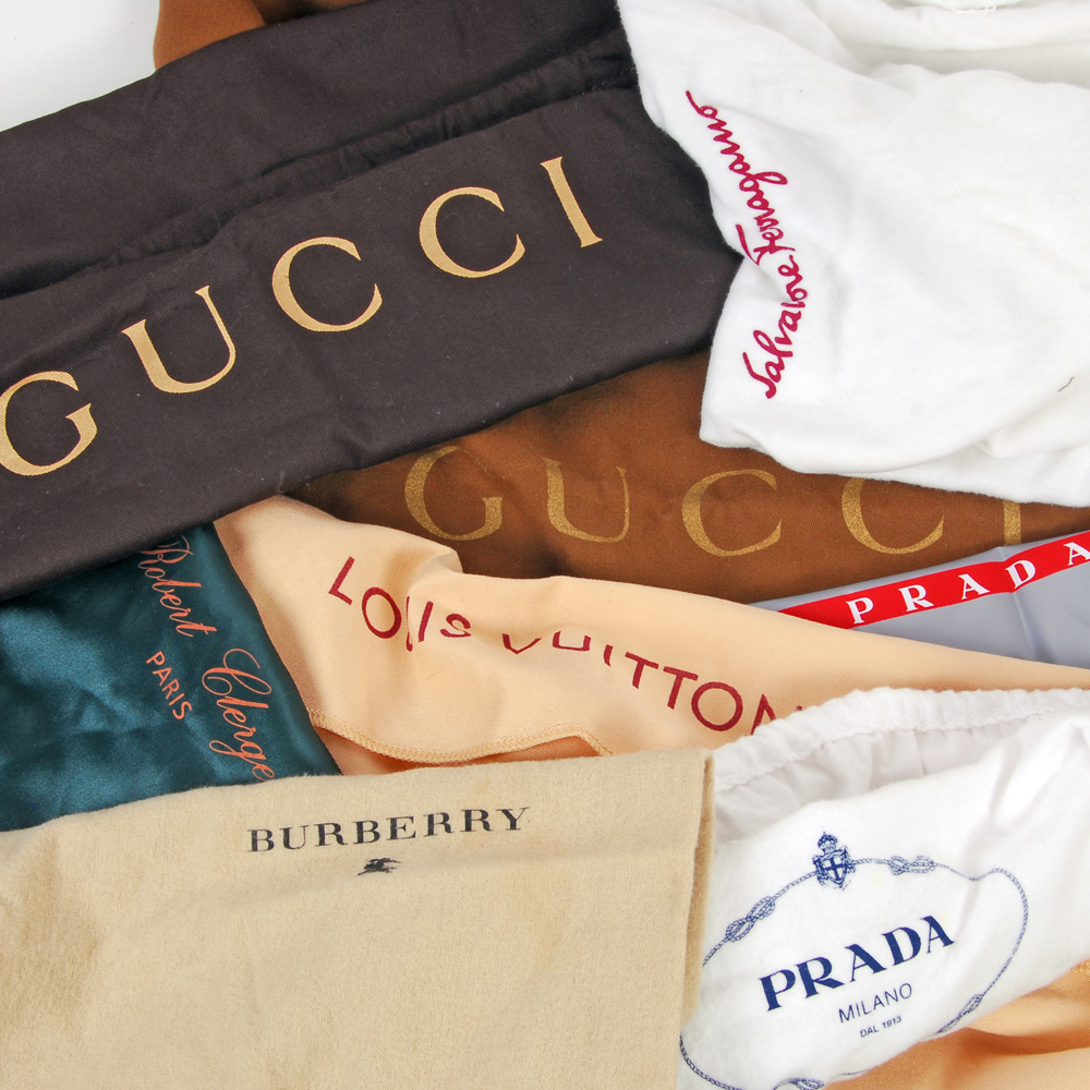 High Fashion Dust Bags Including Gucci and Louis Vuitton