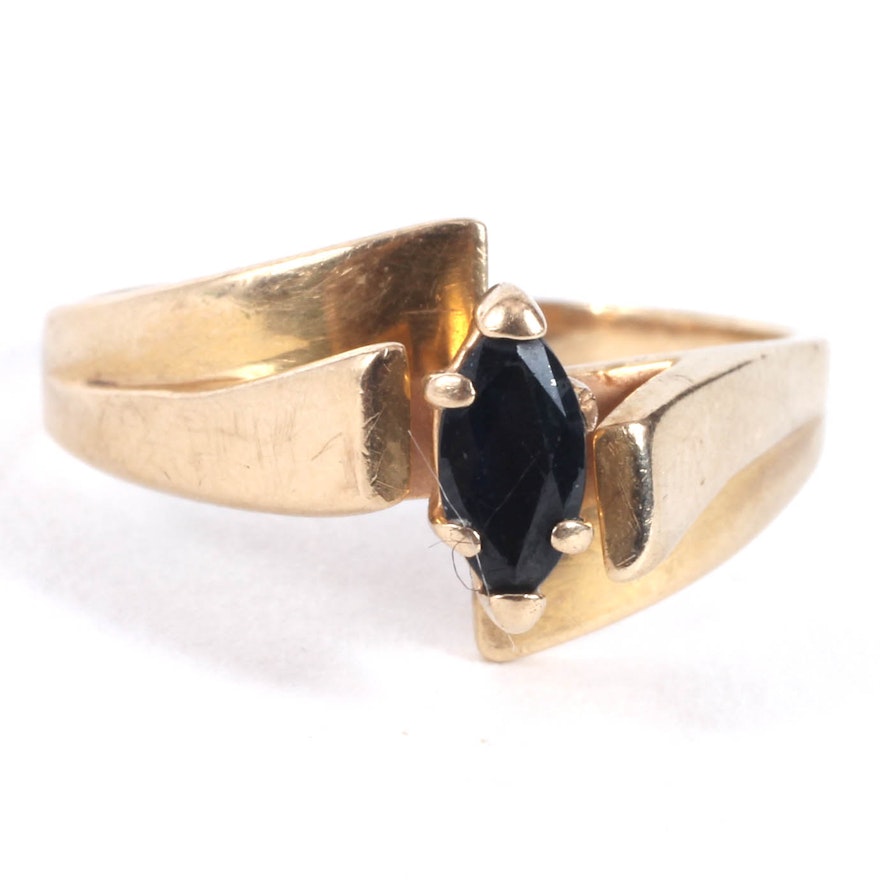 14K Yellow Gold and Sapphire Stone Ring