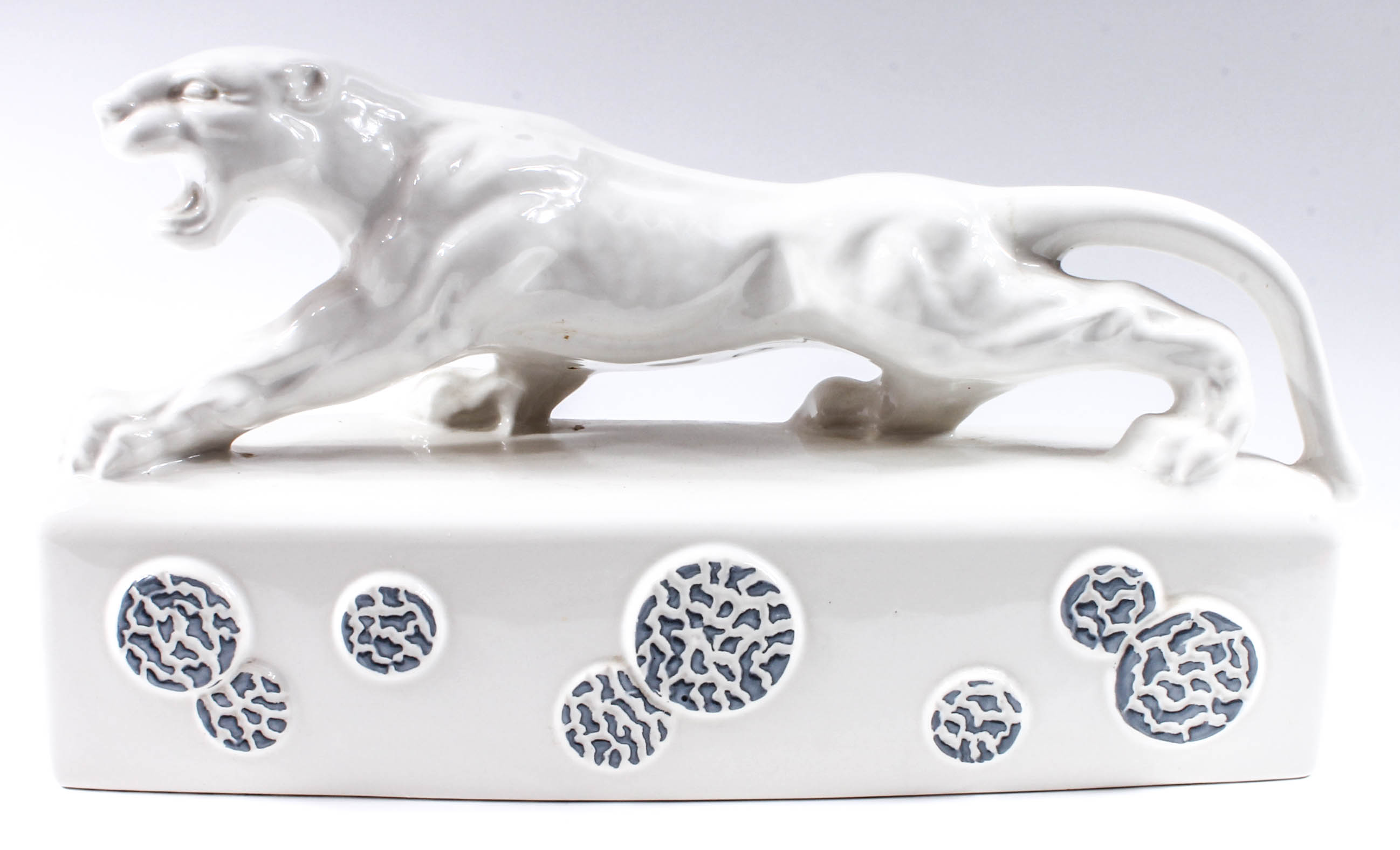 Vintage Kron Stalking White Panther Ceramic TV Lamp