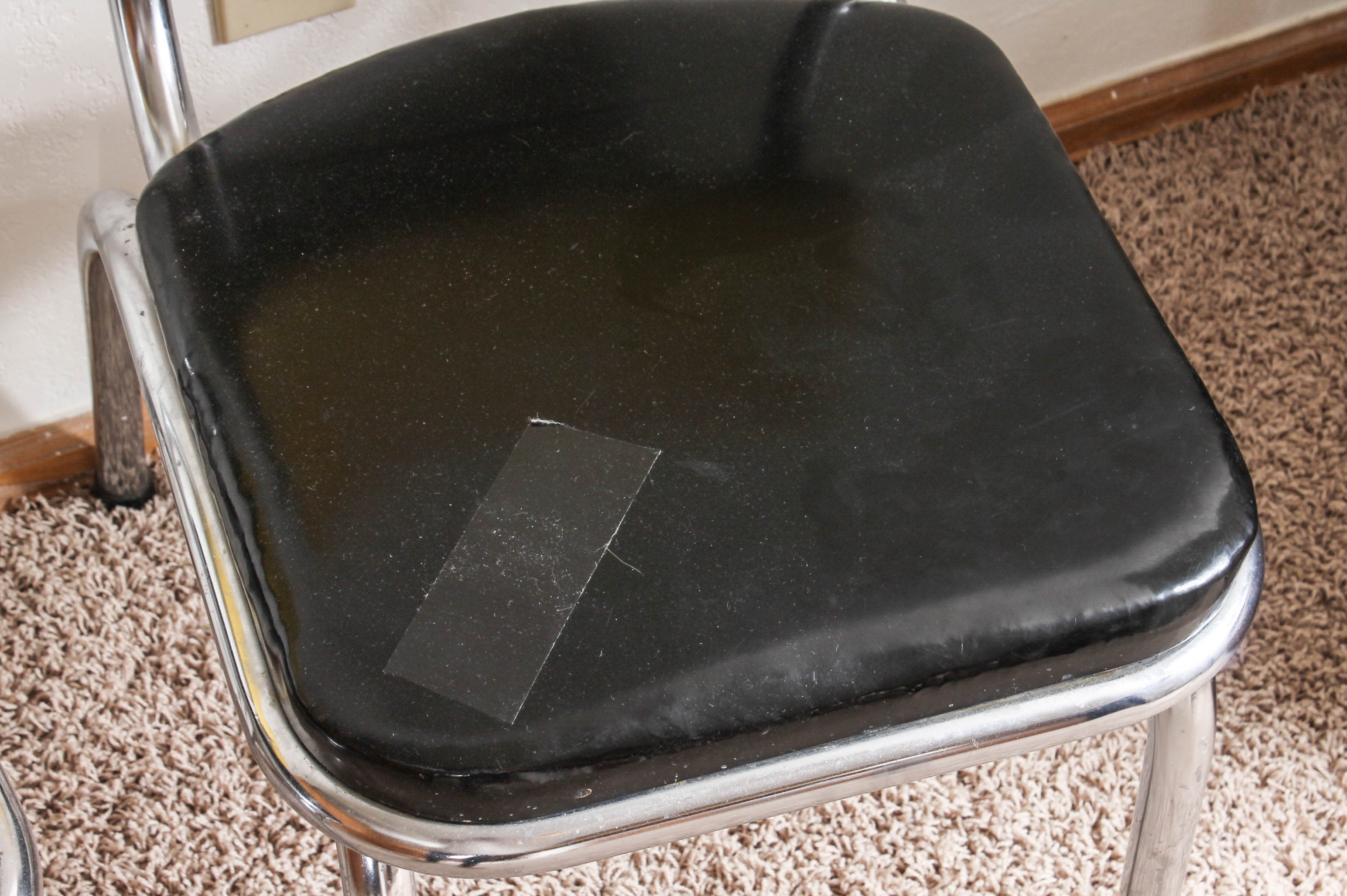 Retro Yellow and Black Dining Table with Vinyl Chairs by Kuehne