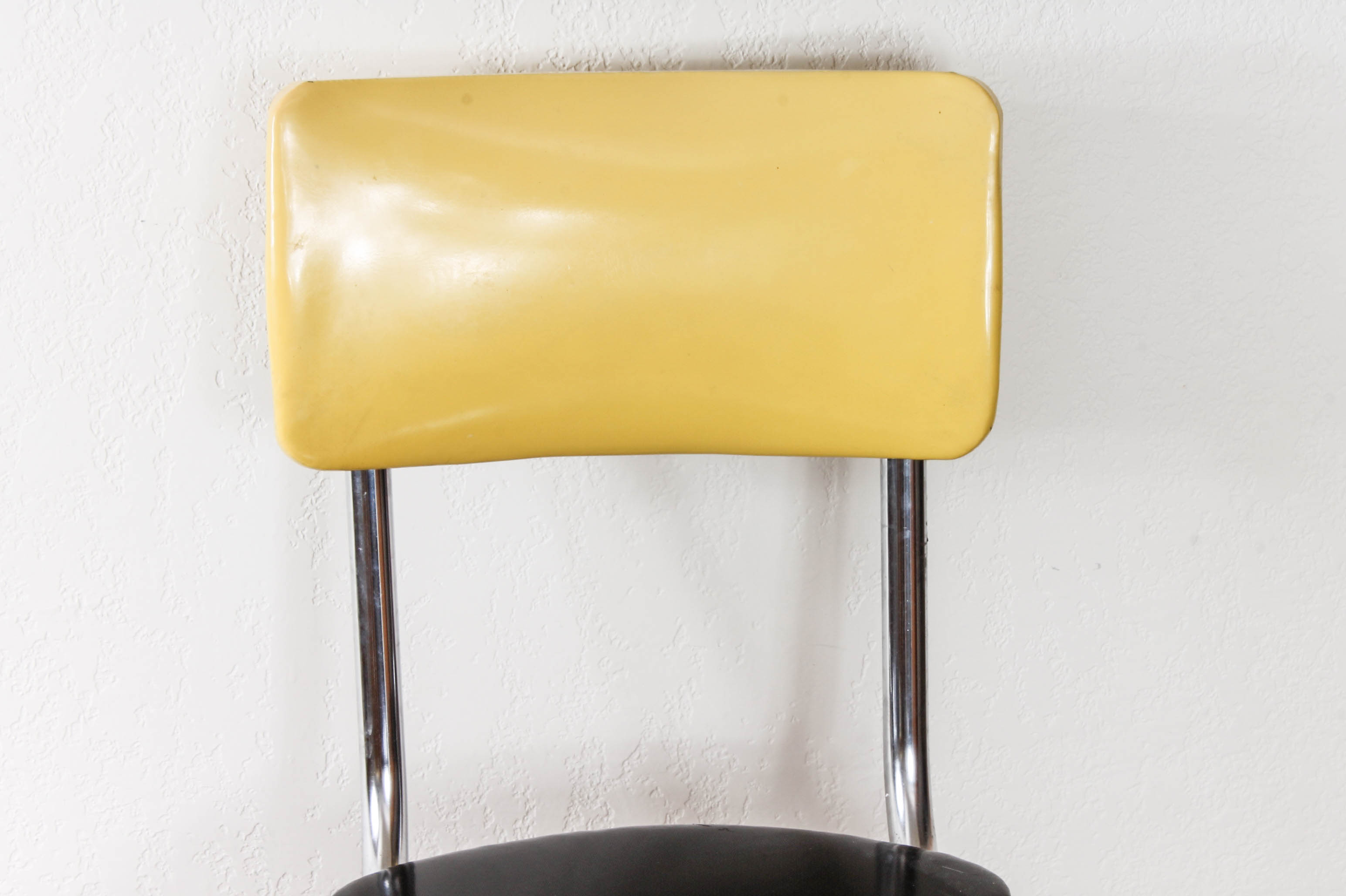 Retro Yellow and Black Dining Table with Vinyl Chairs by Kuehne